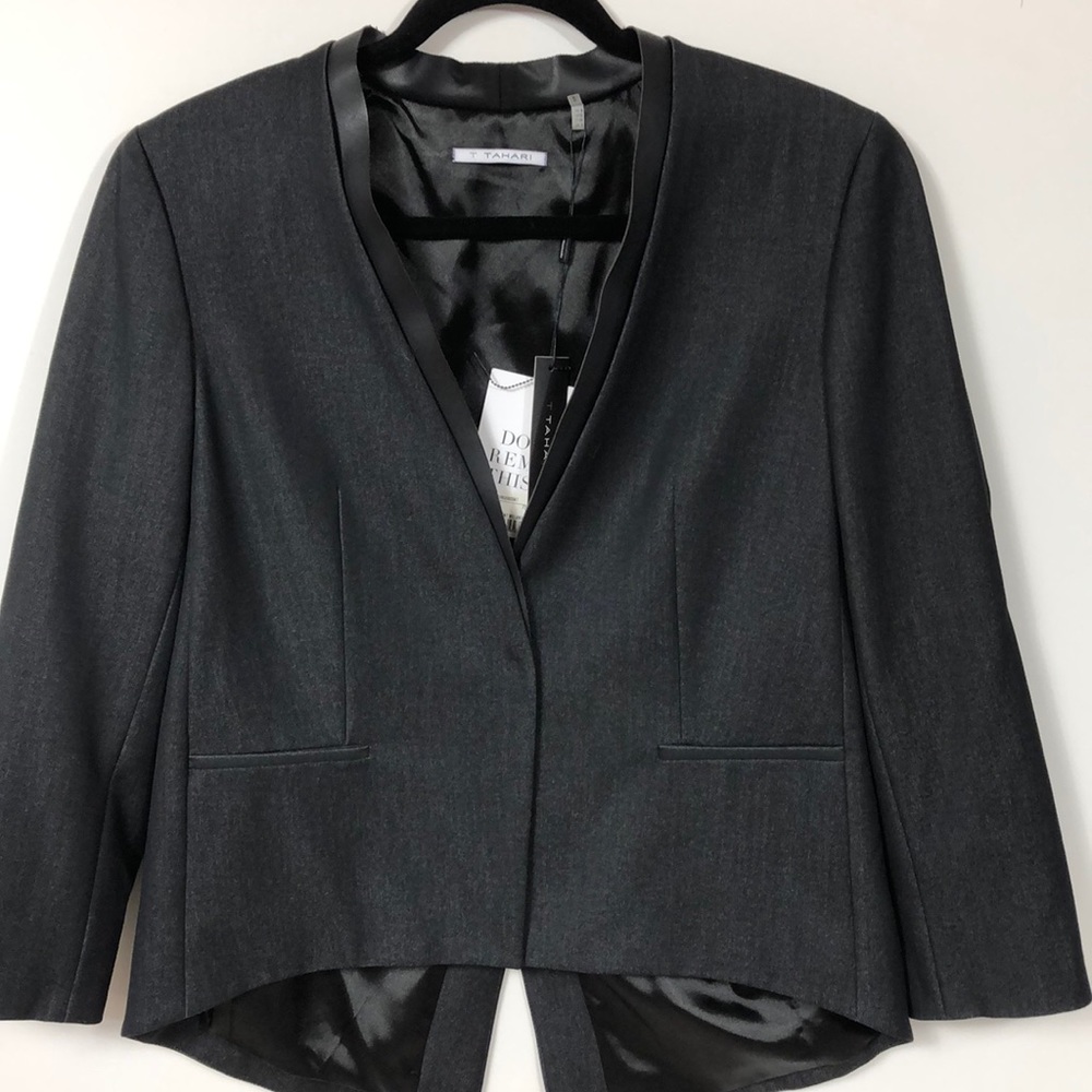 🆕T Tahari>Nori jacket-Faux leather trim NWT